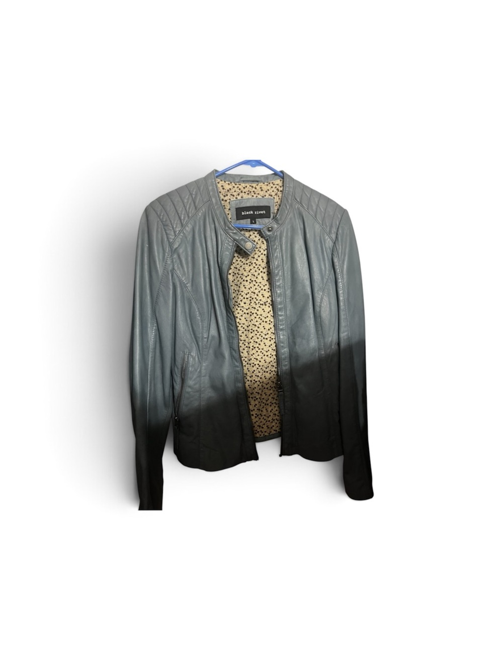 Wilsons Leather Ombre Gray to Black Moto Jacket